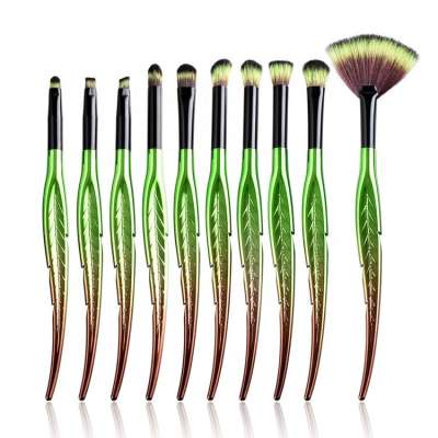 Make up artist brush set custom logo 10pcs makeup brush set green