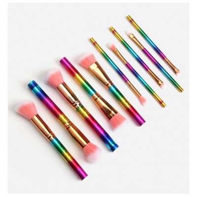 10pcs Colorful Makeup Set Professional Make Up Brushes