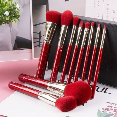 New Arrival Red Hair Professional Vegan Makeup Brush Set Private Label