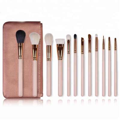 Professional Real Private Label Quality High End Wool Profession Goat Natural Hair Animal Makeup Brush Rose Gold