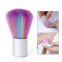 Colorful Rainbow Nail Dust Cleaning Brushes Powder Foundation Brush Portable Powder Brush Make up Face Blush Brush