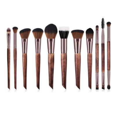 Professional 11pcs makeup wooden handle brush makeup high quality brushes